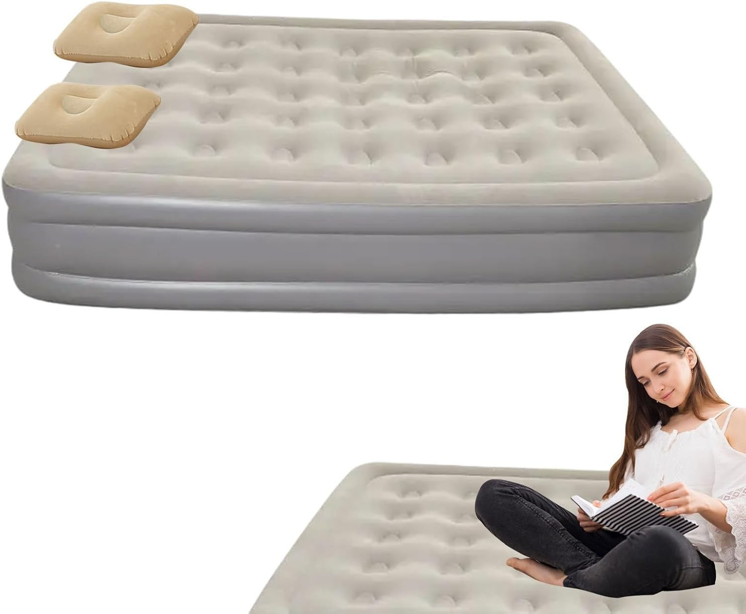 Double Inflatable Air Mattress with Built-in Pump | Portable Camping Bed