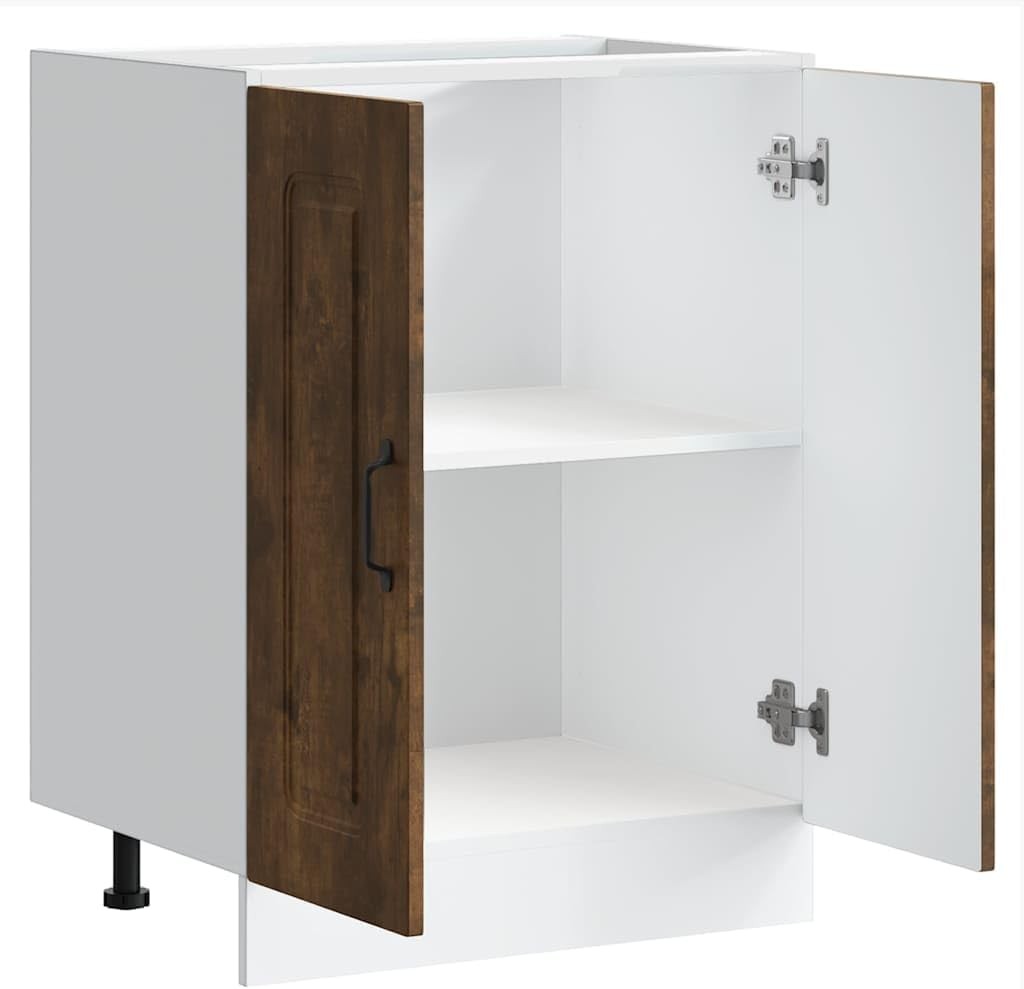 Rustic Oak Bathroom Vanity Cabinet 60cm Under Sink Storage Unit with Double Door