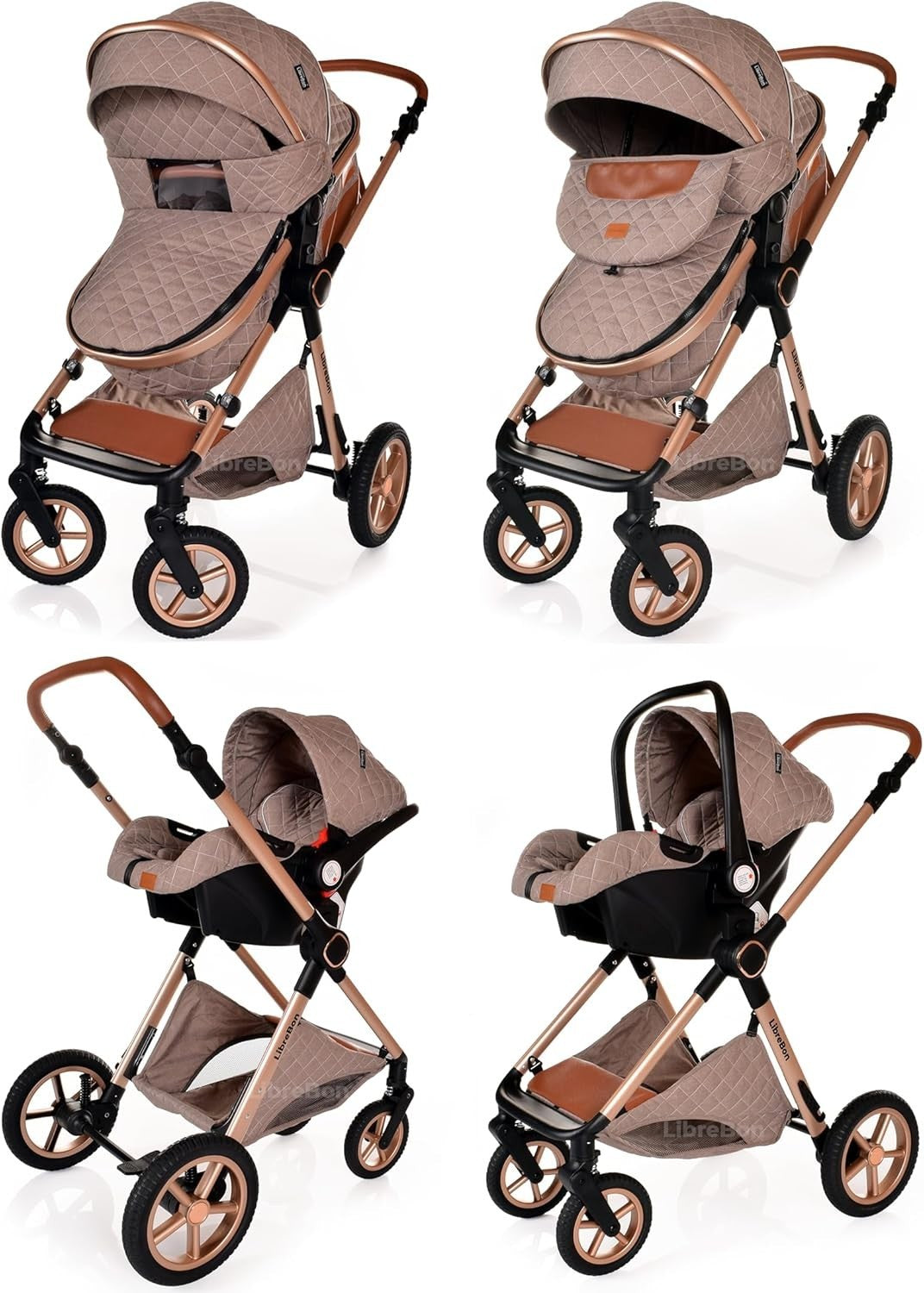 3 in 1 Baby Pram Pushchair Lightweight Folding Travel Stroller from Birth