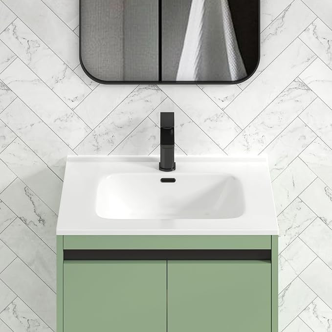 600mm Mint Green Floor Standing Vanity Unit with Basin Sink 2 Door Cabinet