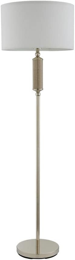 Modern Floor Lamp with Drum Fabric Shade & Foot Switch, 140cm Tall