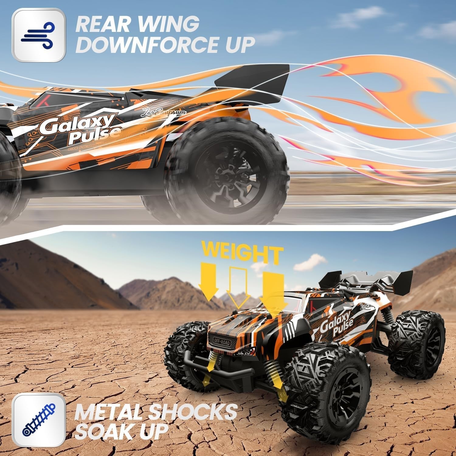 1:20 RC Monster Truck for Kids, 2.4GHz Remote Control Car with 2 Batteries