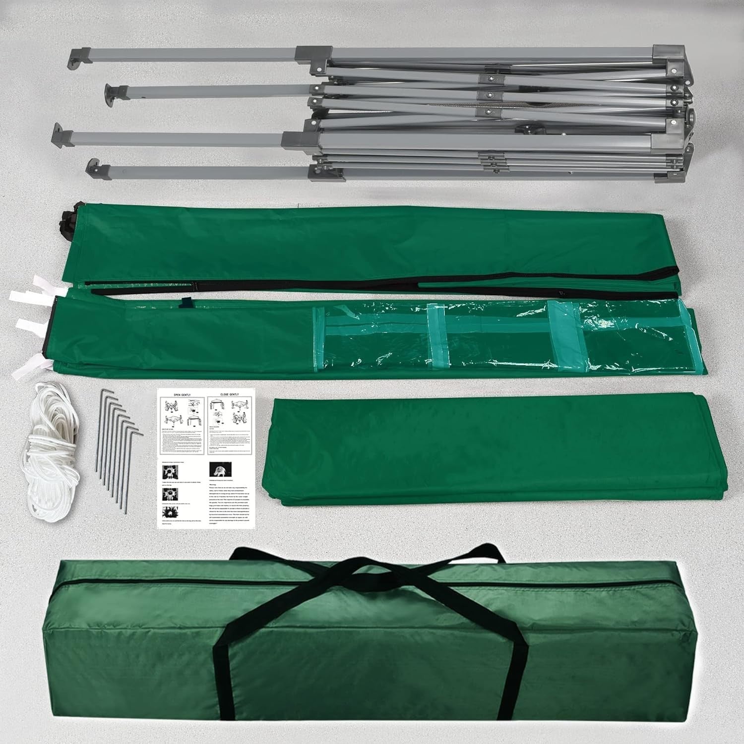2x2m Pop Up Gazebo Waterproof w/ Sides Green Silver Protective Canopy