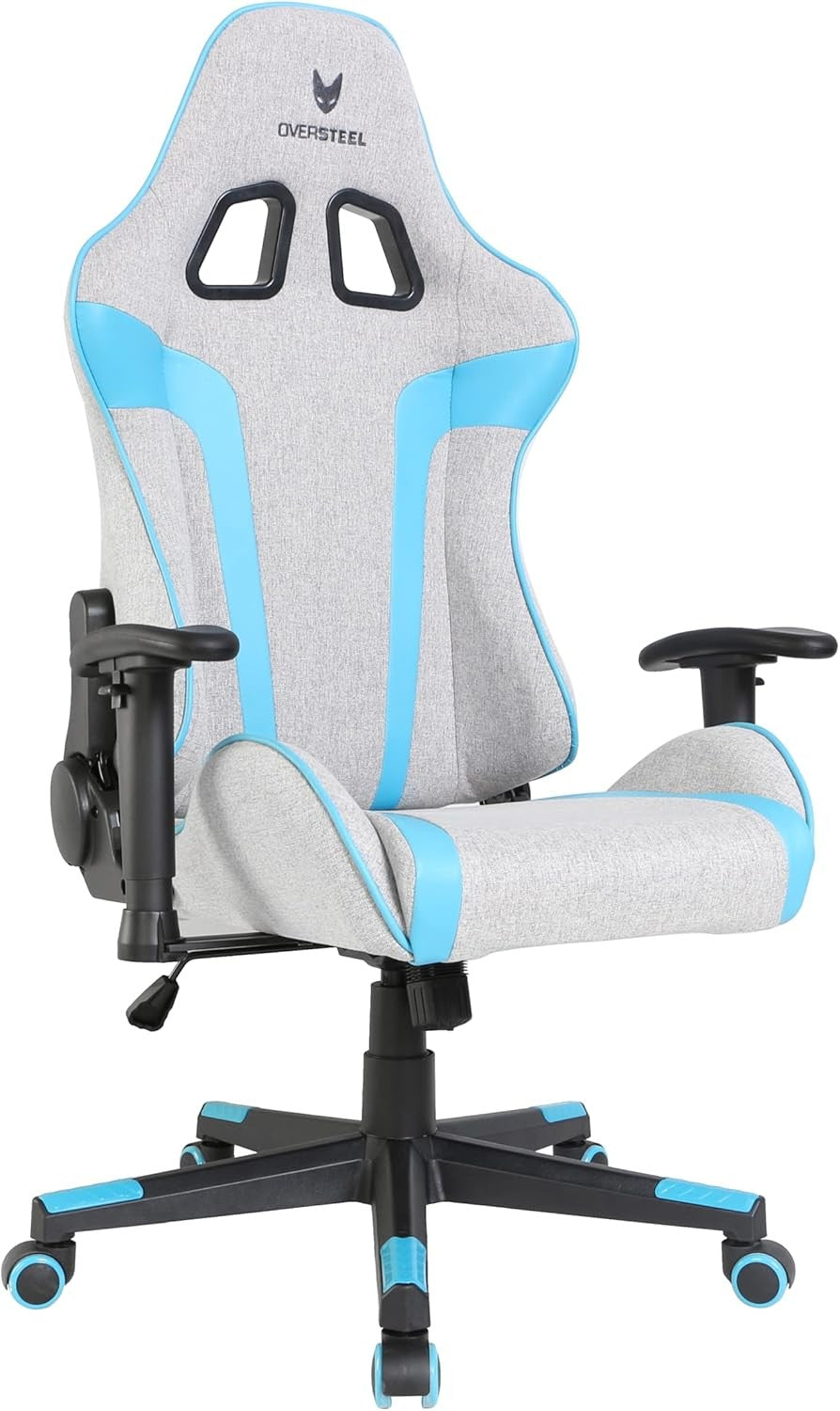 Professional Gaming Chair 180° Recline Fabric Grey Blue