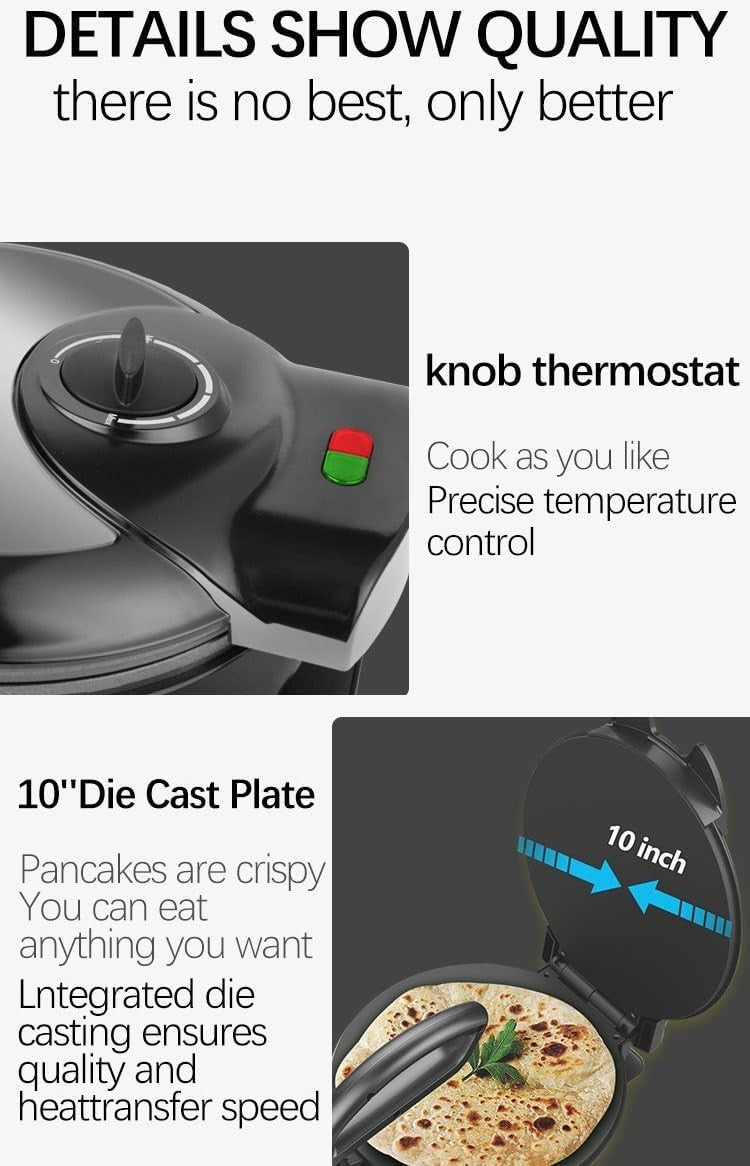 Electric Roti & Crepe Maker 1400W | Non-Stick Double-Sided Heating