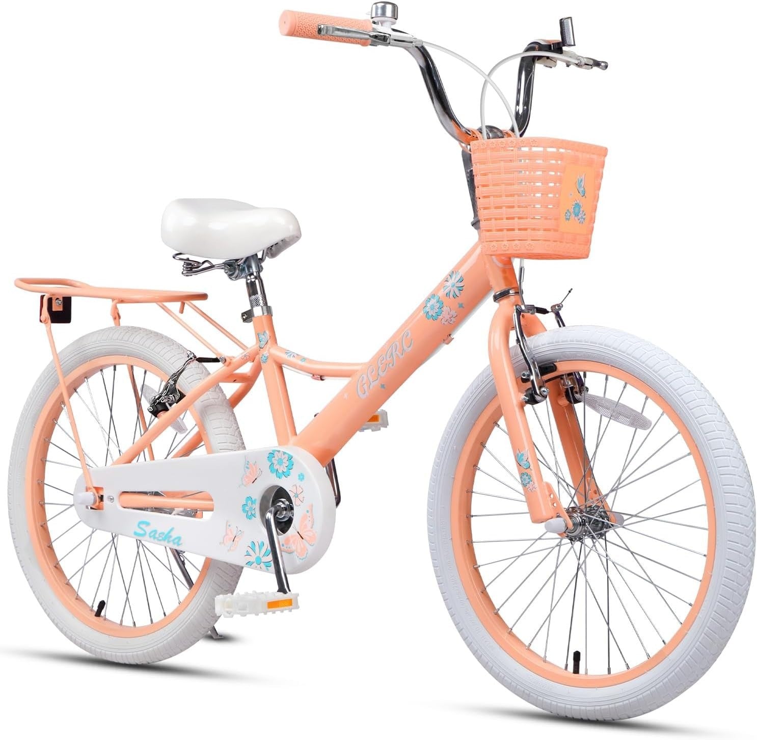 20 Inch Girls Kids Bike Bicycle Basket Rear Rack Kickstand Age 7-13