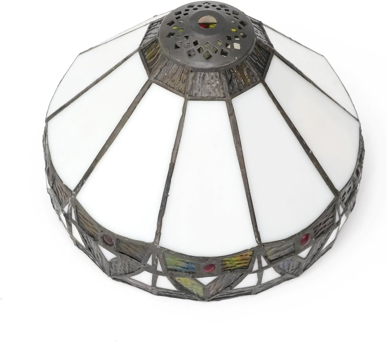 Tiffany Style Stained Glass Lampshade 8" Vintage Roman Ceiling Pendant