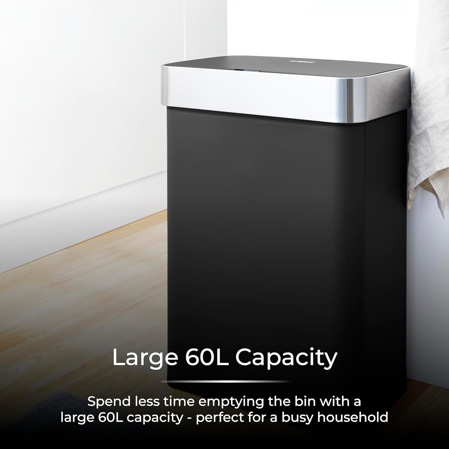 60L Touchless Kitchen Bin | Automatic Sensor Trash Can Black