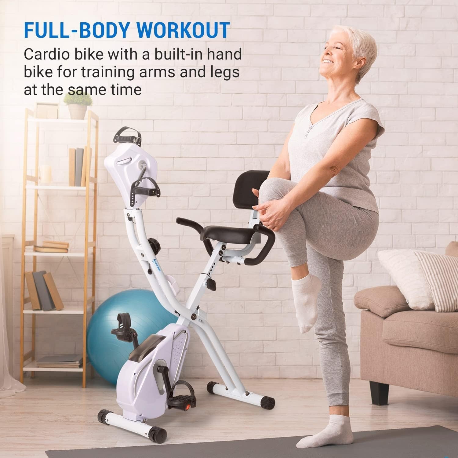Foldable Magnetic Exercise Bike w/ LCD Monitor, 8 Levels & Tablet Holder