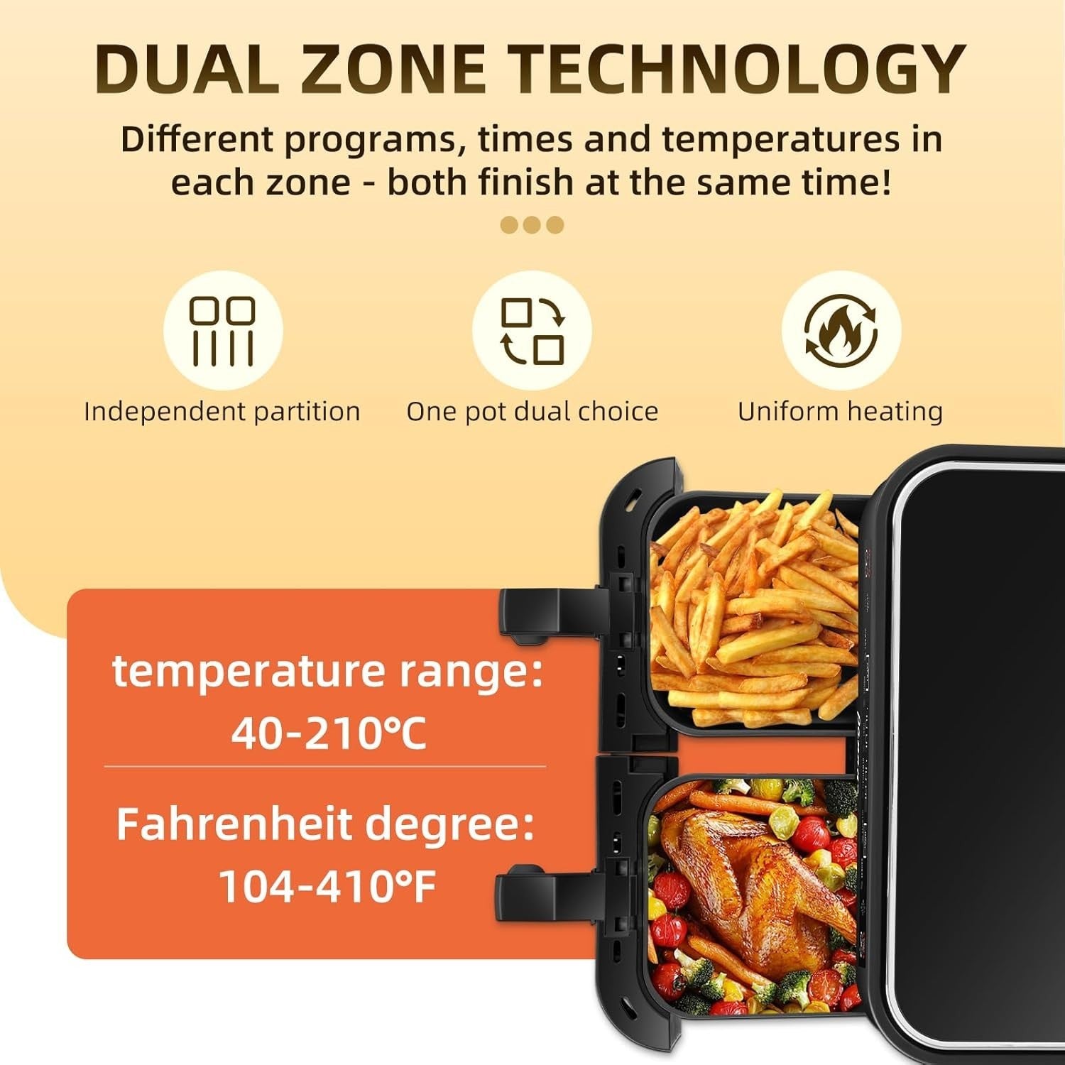 8L Dual Zone Air Fryer | Large Capacity 2 Drawers | 8-in-1 Presets | Sync Cook