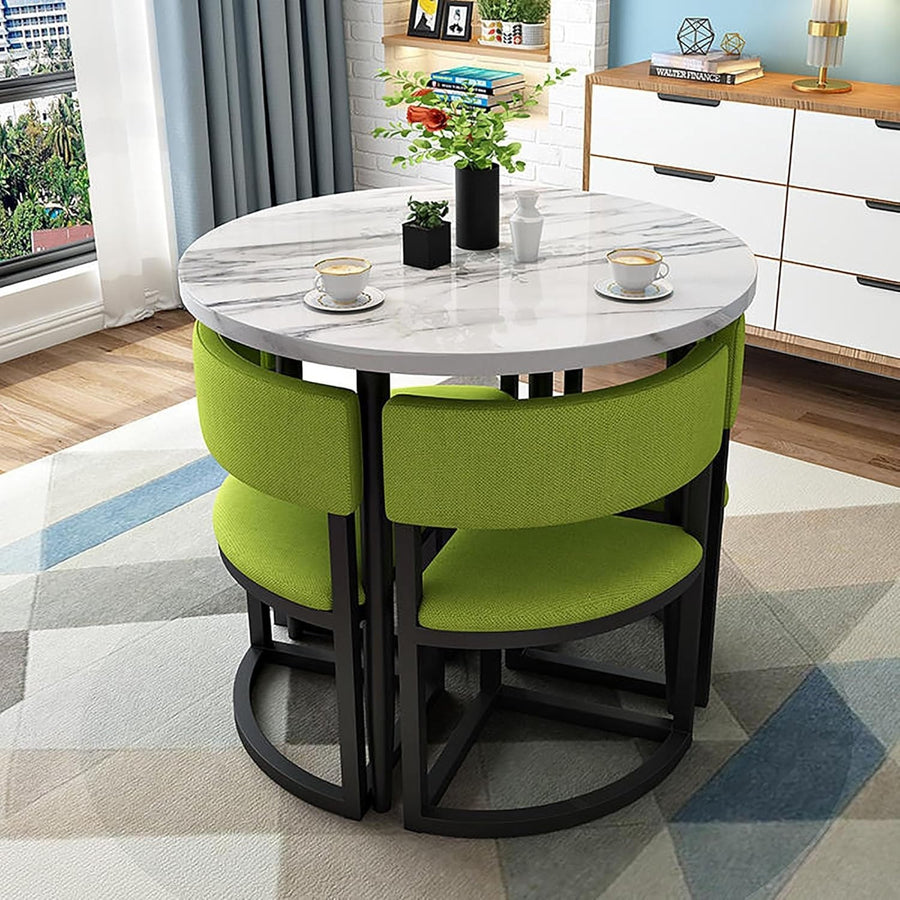 Round Office Meeting Table & 4 Chairs Set 5-Piece Compact Negotiation Desk 80cm