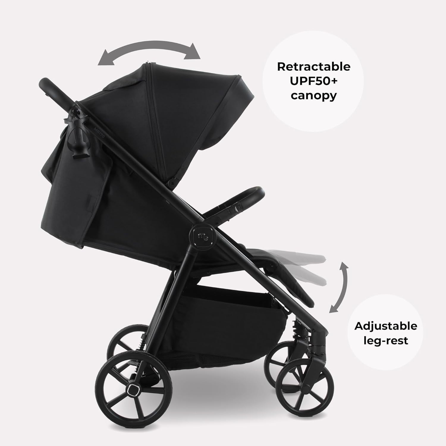 Compact Baby Pushchair Stroller From Birth to 22kg Foldable Black