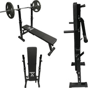 4 in 1 Folding Weight Bench Incline Decline Dip Station 200kg Home Gym