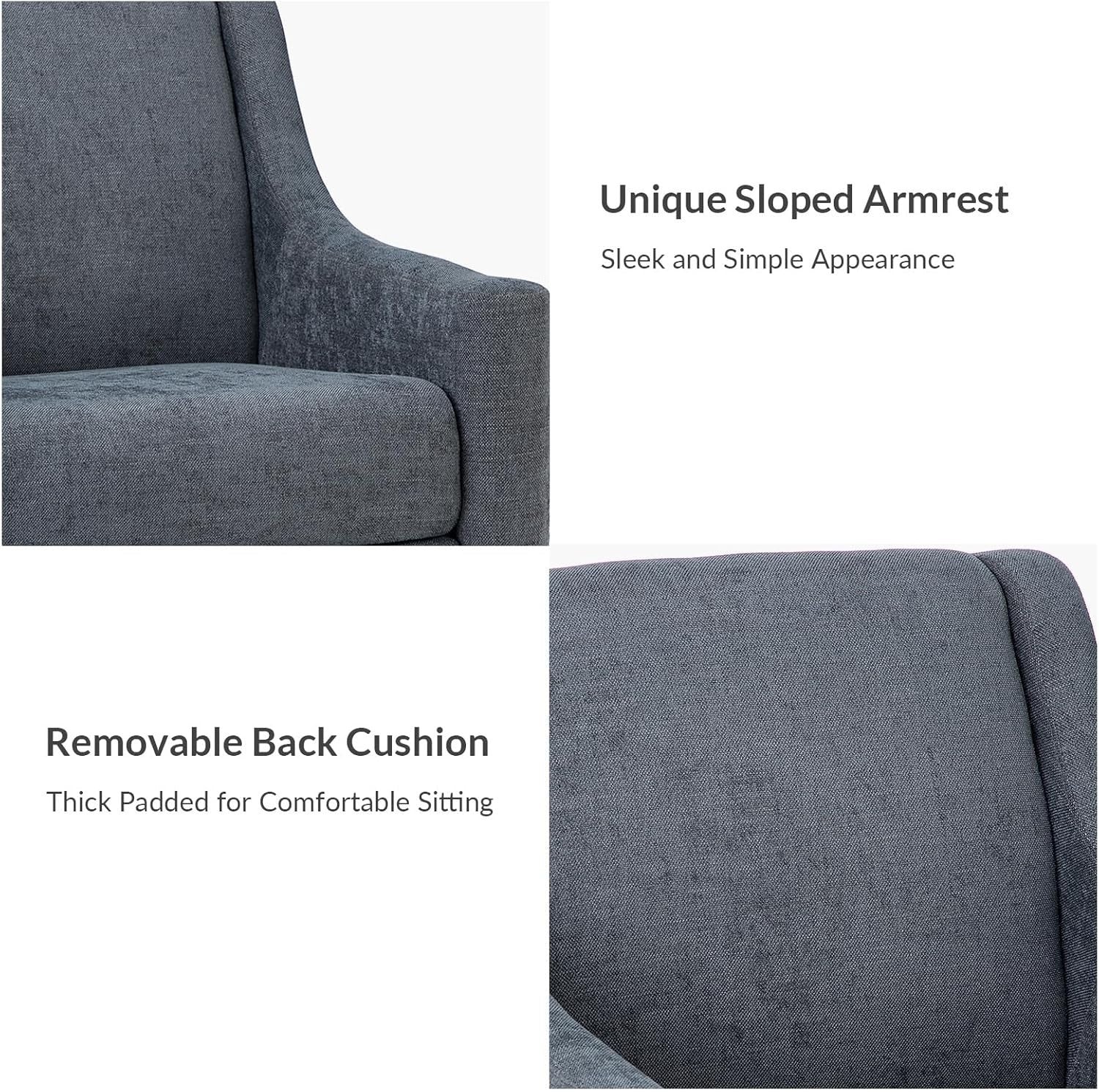 Charcoal Grey Fabric Accent Chair Upholstered Armchair for Bedroom Lounge