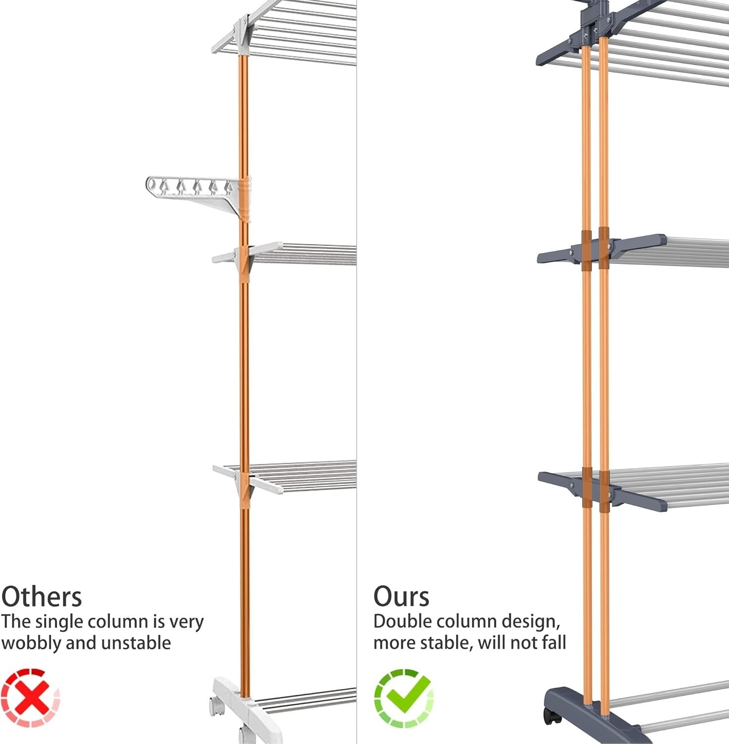 HOMIDEC 4-Tier Foldable Stainless Steel Clothes Drying Rack Grey