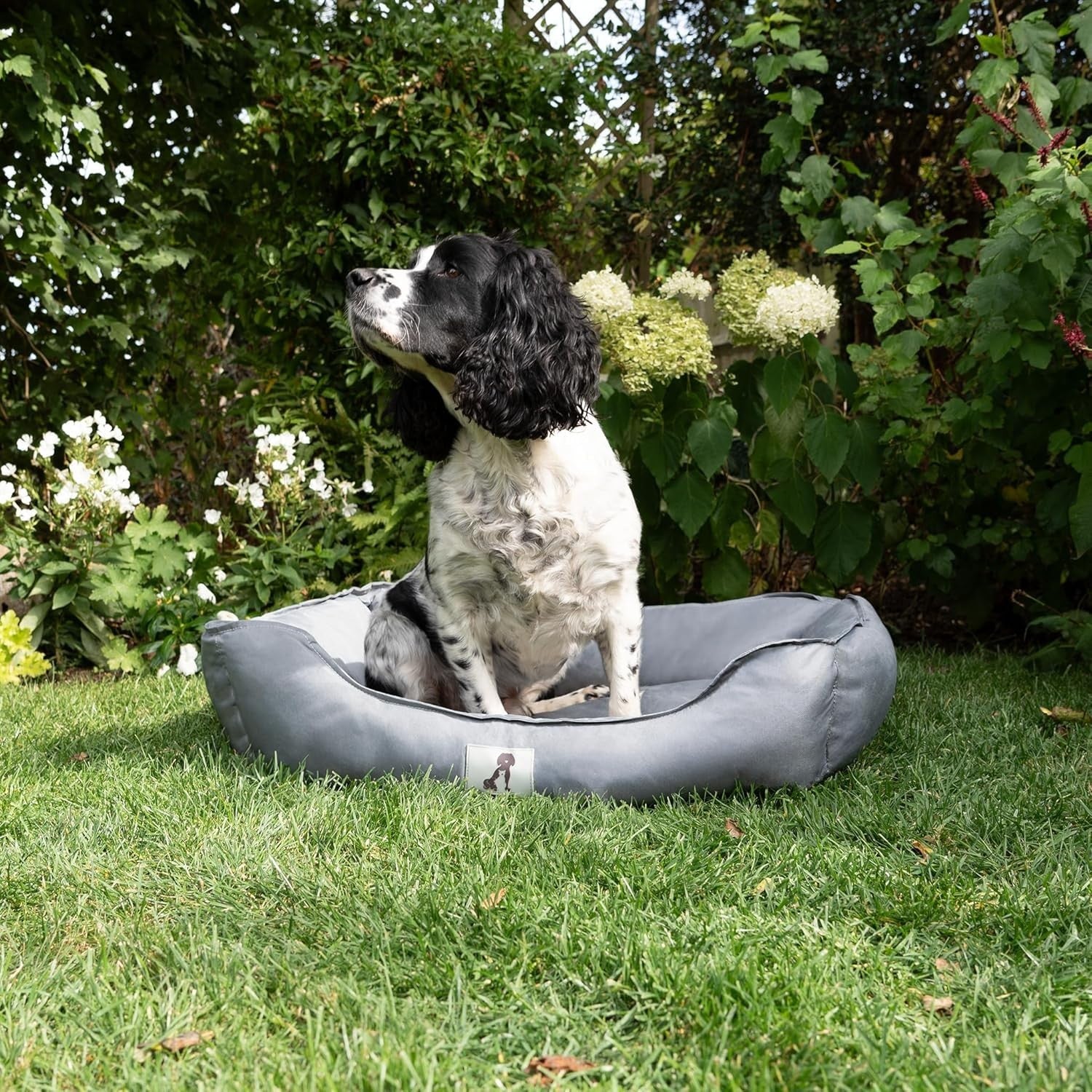 Medium Waterproof Dog Bed 75x58cm Washable Basket Grey