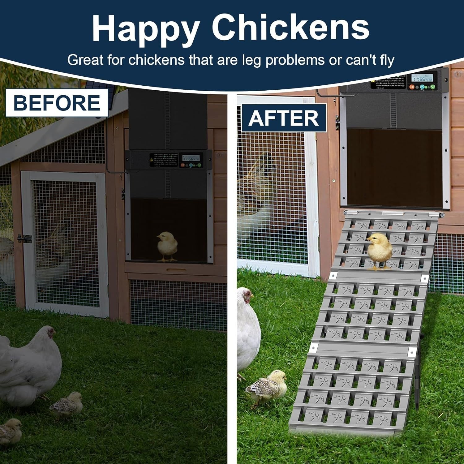 Adjustable Chicken Coop Ramp Ladder Non Slip Waterproof