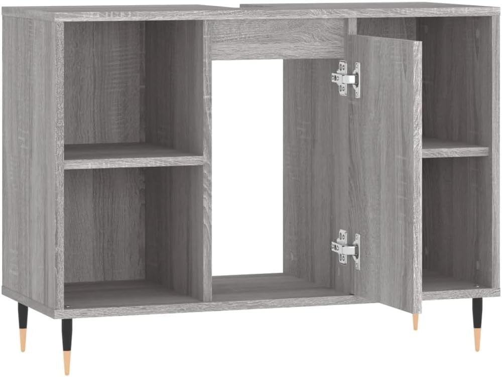 Space-Saving Grey Bathroom Cabinet with Storage Shelf 80x33x60cm