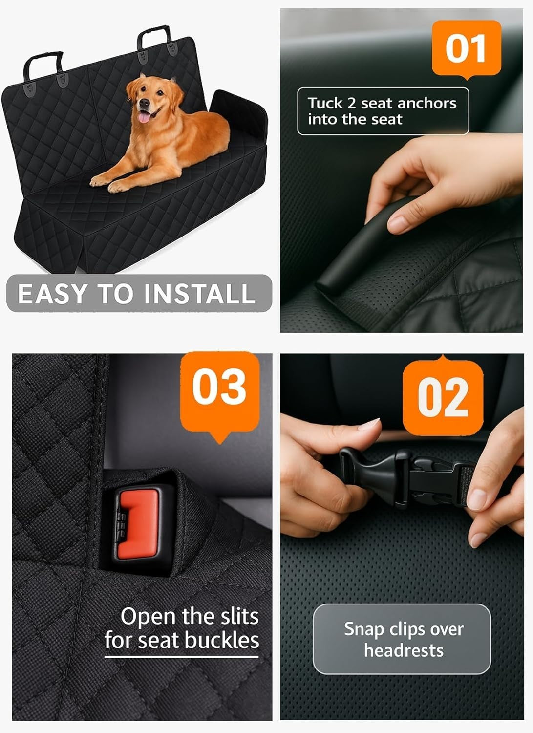 Waterproof Dog Car Seat Cover Hammock Split Bench Non Slip Back Seat