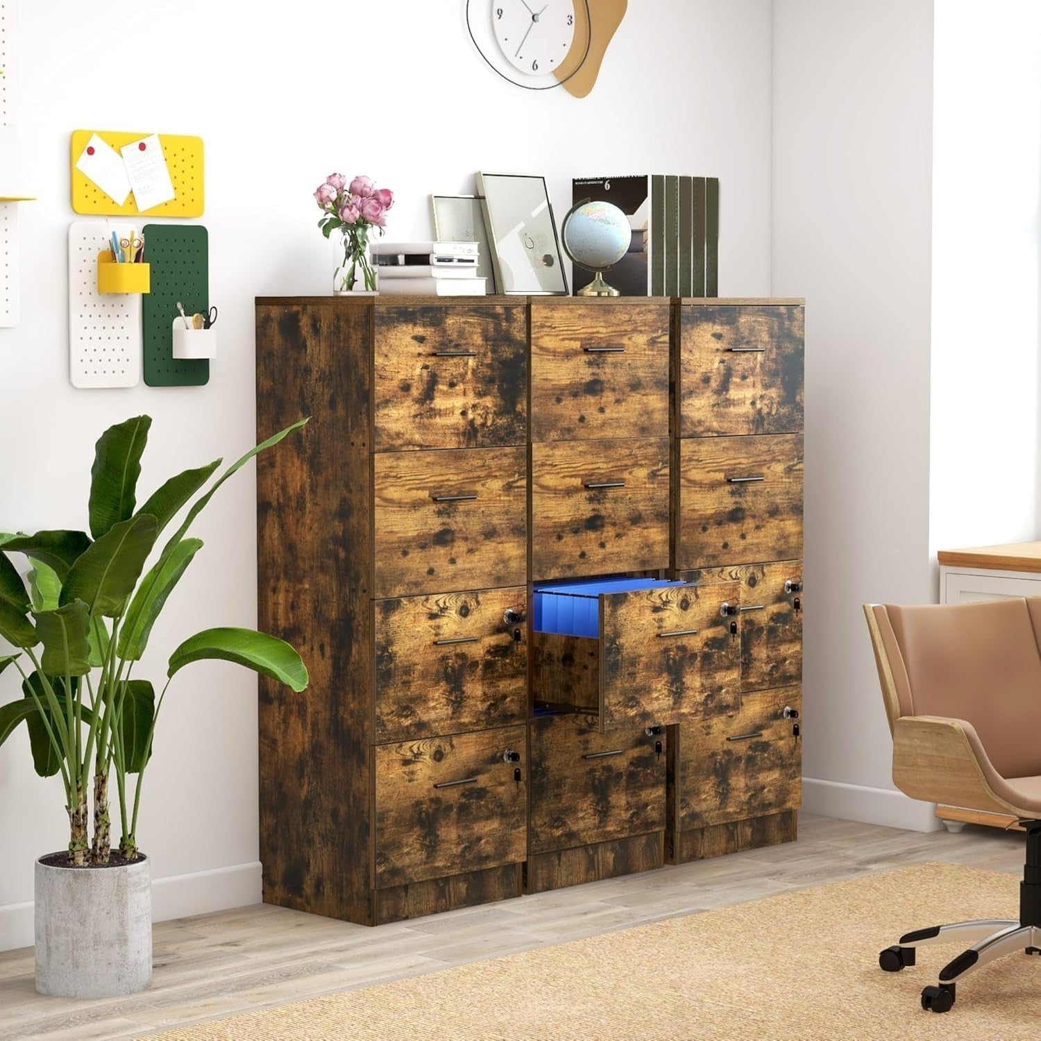 Tall Locking File Cabinet 4 Drawer A4 Letter Vertical Storage Unit