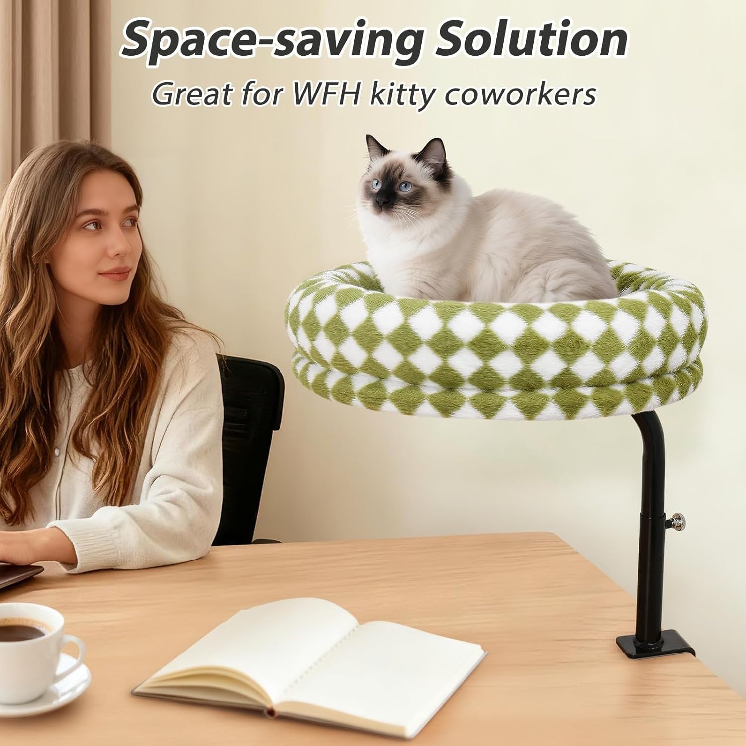 360° Rotating Cat Desk Bed Adjustable Clamp Hammock Perch 43cm