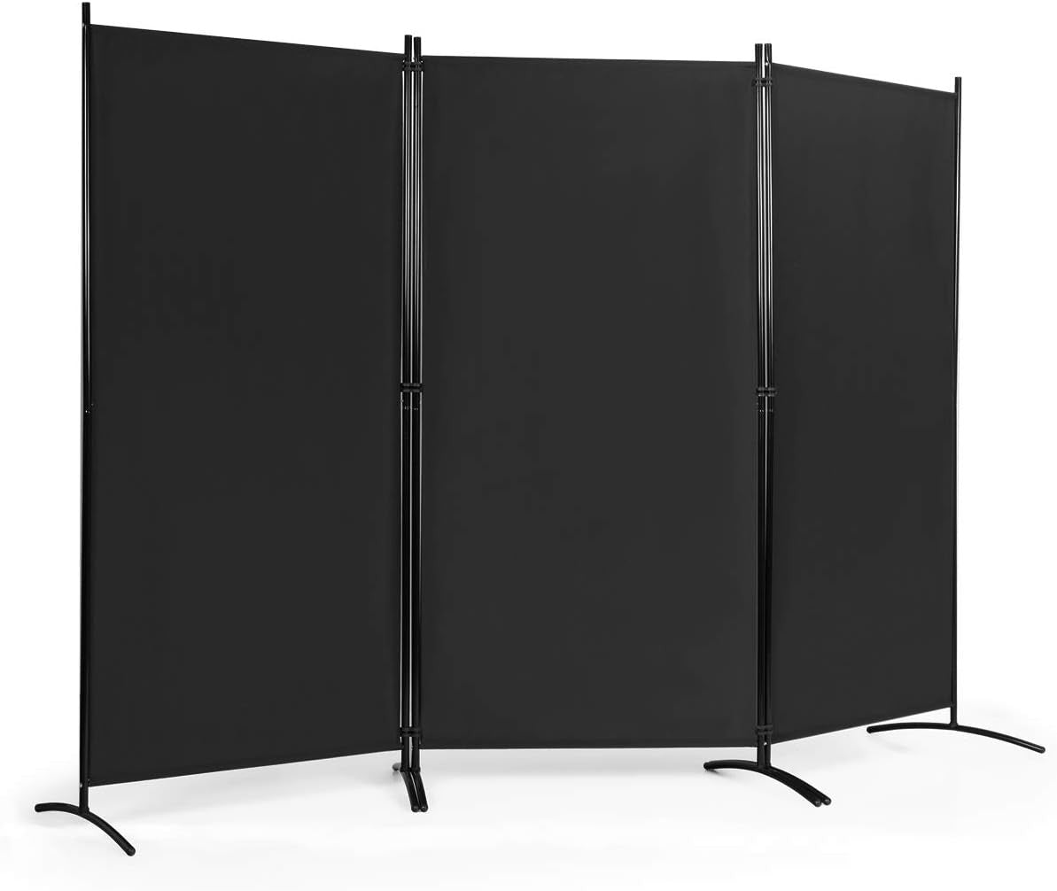 3 Panel Black Folding Room Divider Privacy Screen Partition for Bedroom Office
