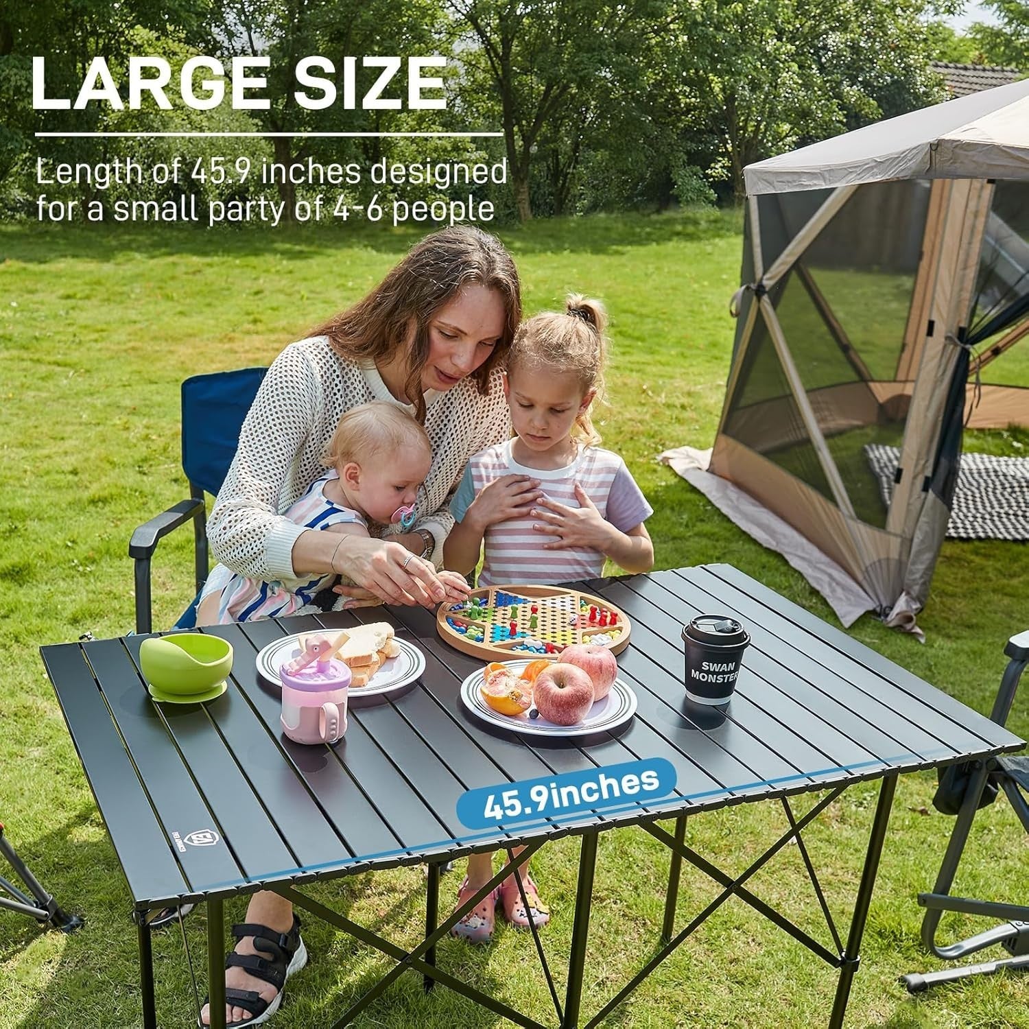 4ft Folding Camping Table Portable Roll-Up Aluminum Outdoor Picnic BBQ Table