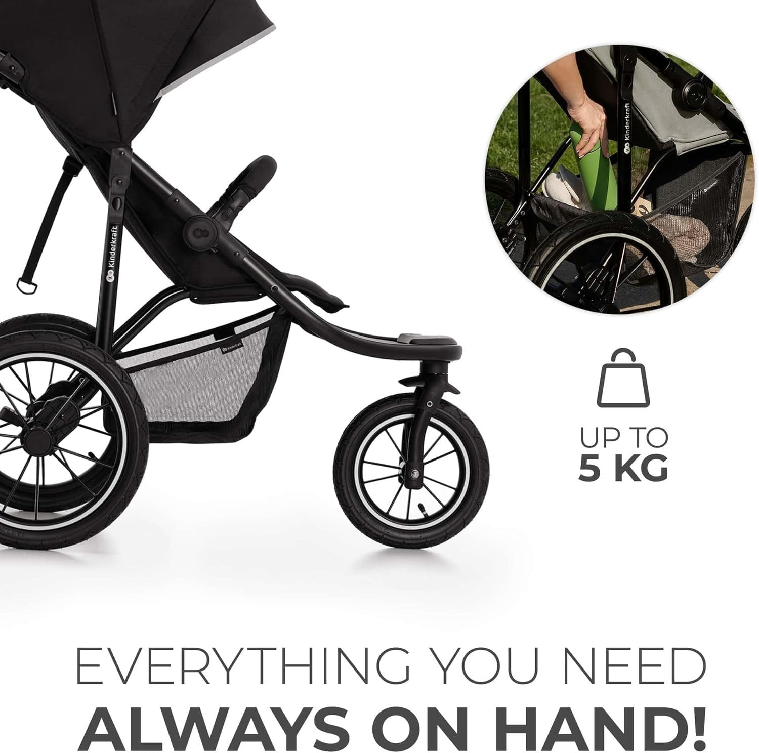 All Terrain Baby Buggy Jogger Pneumatic Tyres Reclining 22kg