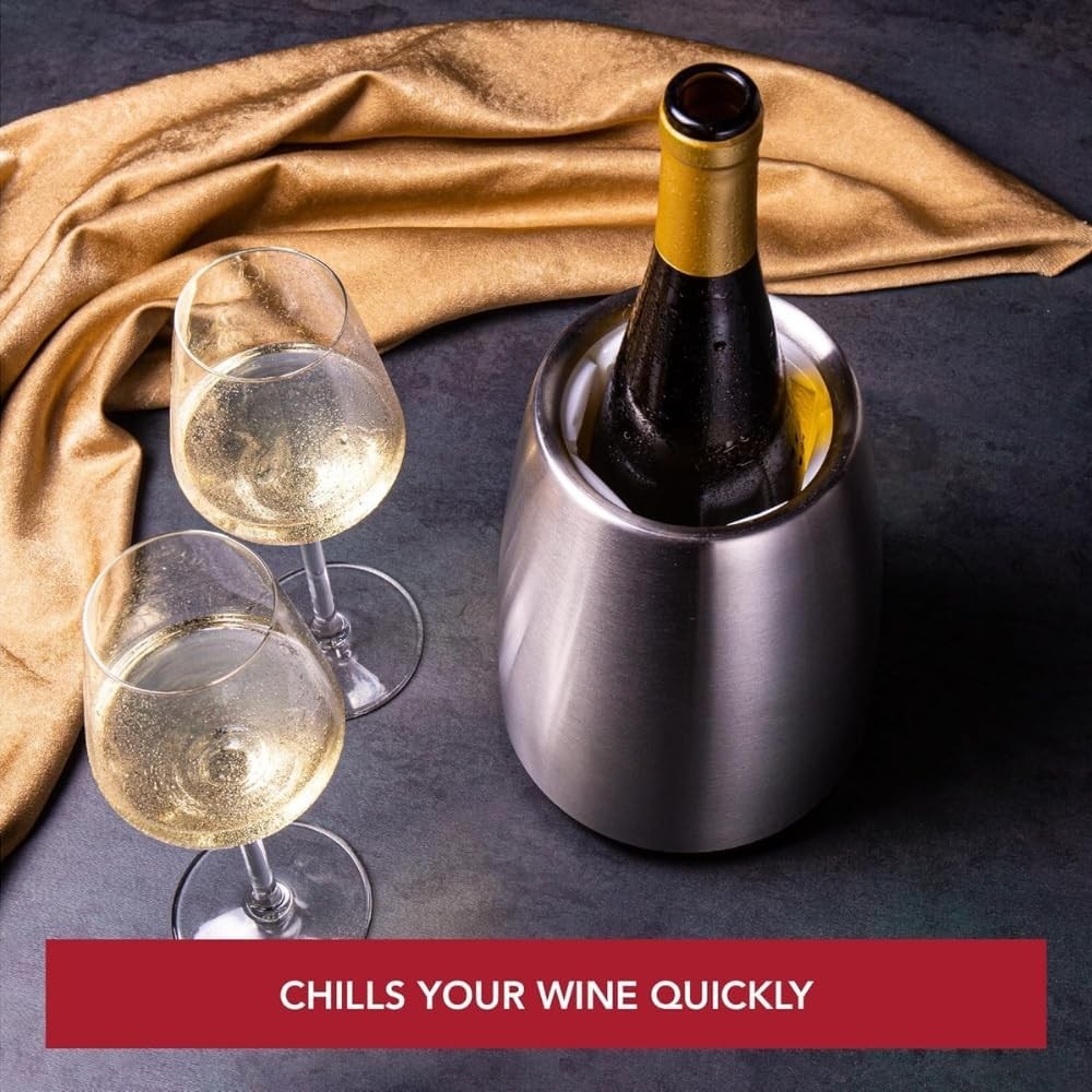 Wine Bottle Cooler Stainless Steel Tabletop Chiller Keeps Wine Cold Hours