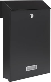 Modern Fence Letterbox Black Matt RAL 9017 Weatherproof Steel Mail Slot