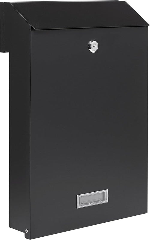 Modern Fence Letterbox Black Matt RAL 9017 Weatherproof Steel Mail Slot