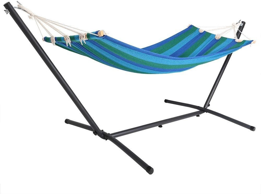 Blue Hammock with Metal Stand | 100kg Capacity | 200x80cm Outdoor Garden Bed