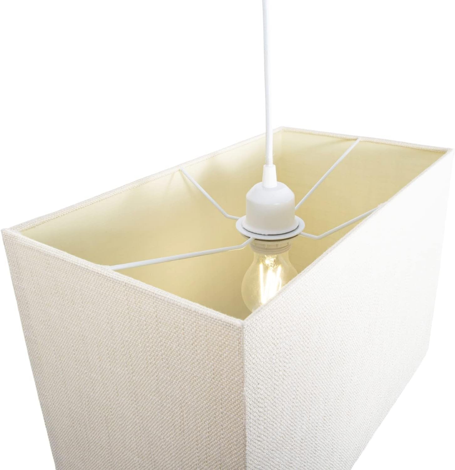 Large Rectangular Lamp Shade Cream Linen Fabric 40cm Luxury Table Floor