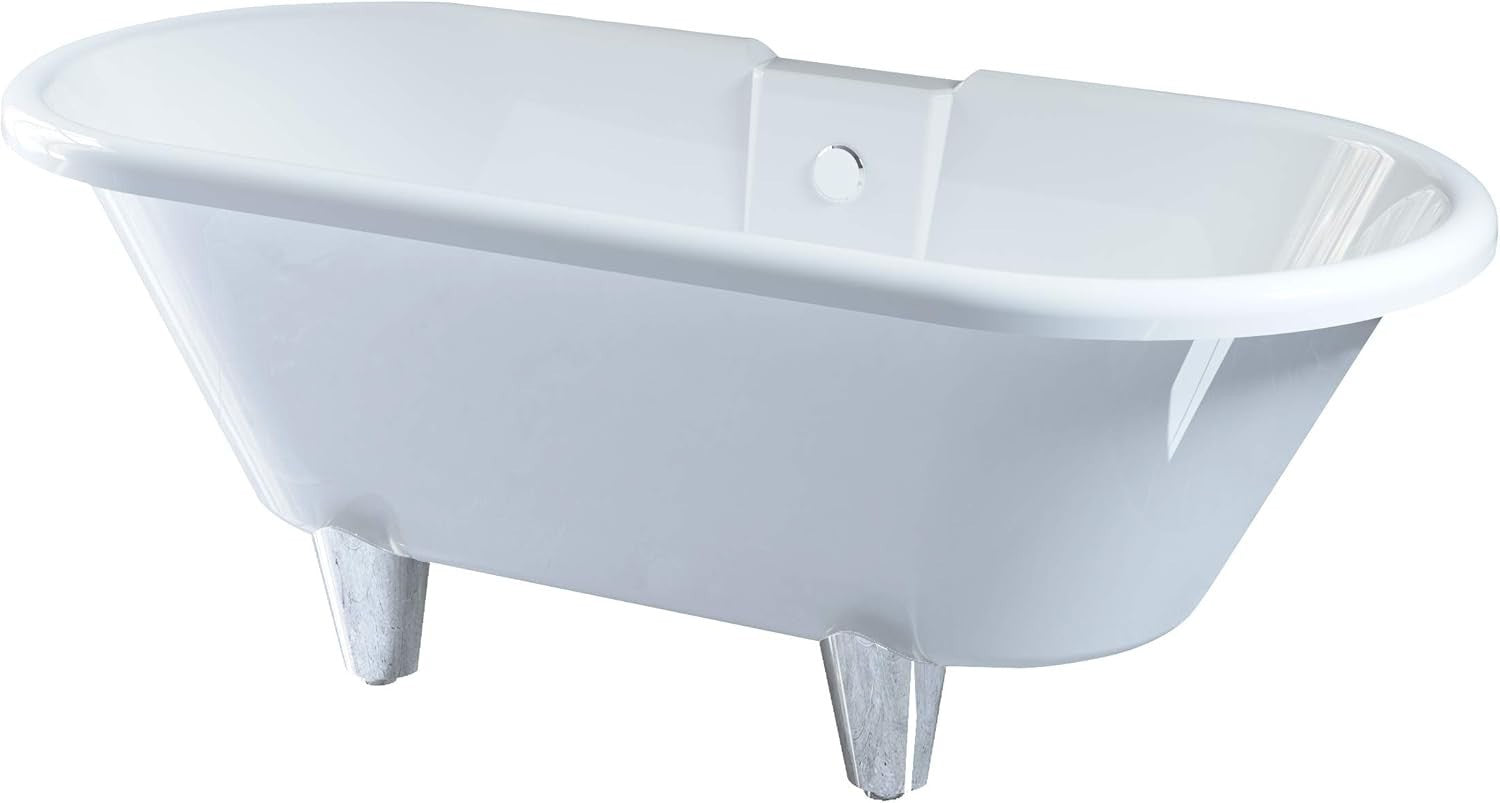 1750x800mm Traditional Freestanding Roll Top Bath Acrylic Chrome Claw Feet