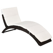 Rattan Sun Lounger Recliner Chair Foldable Garden Bed with Cushion Outdoor
