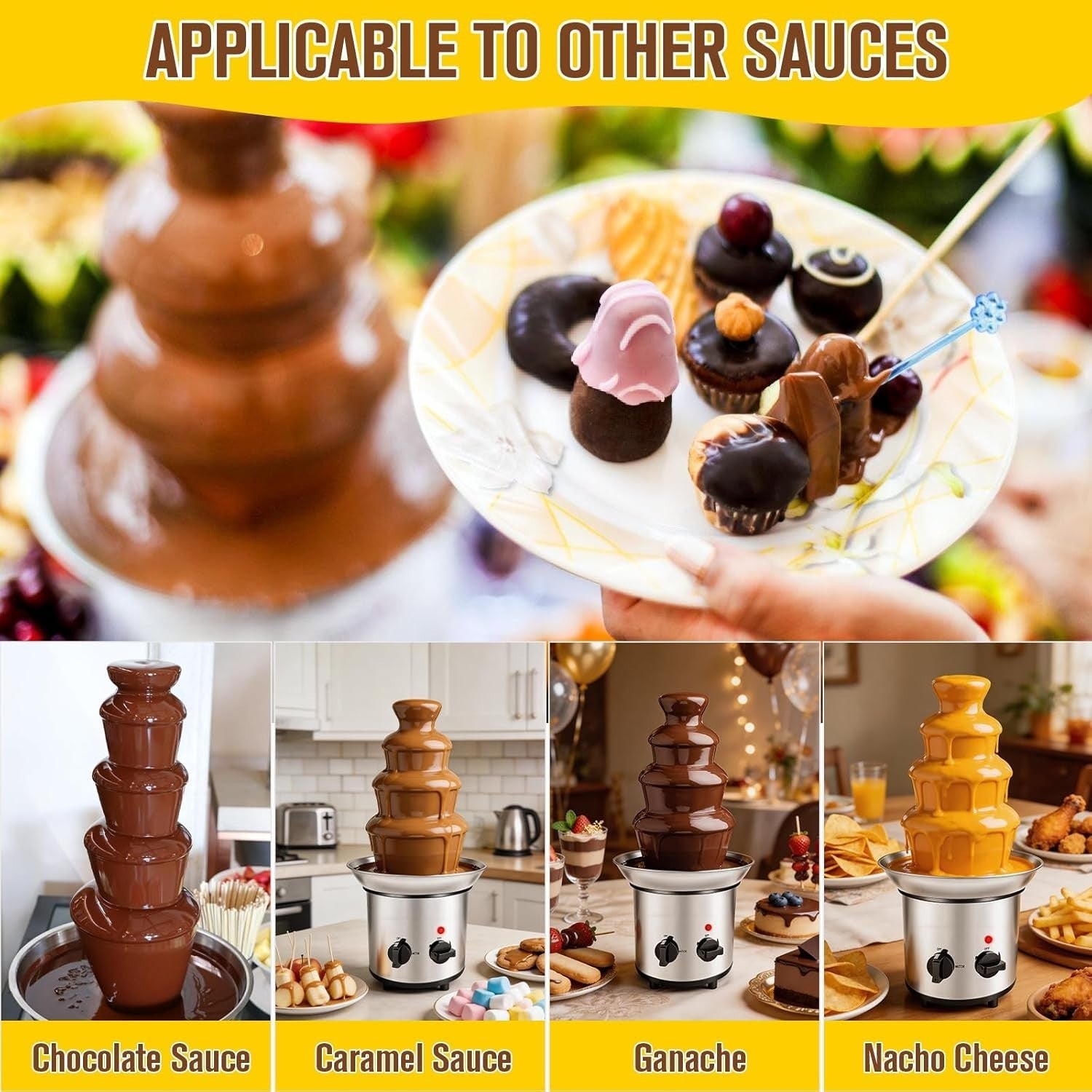4 Tier Chocolate Fountain Machine Electric Fondue Melter Party 220V