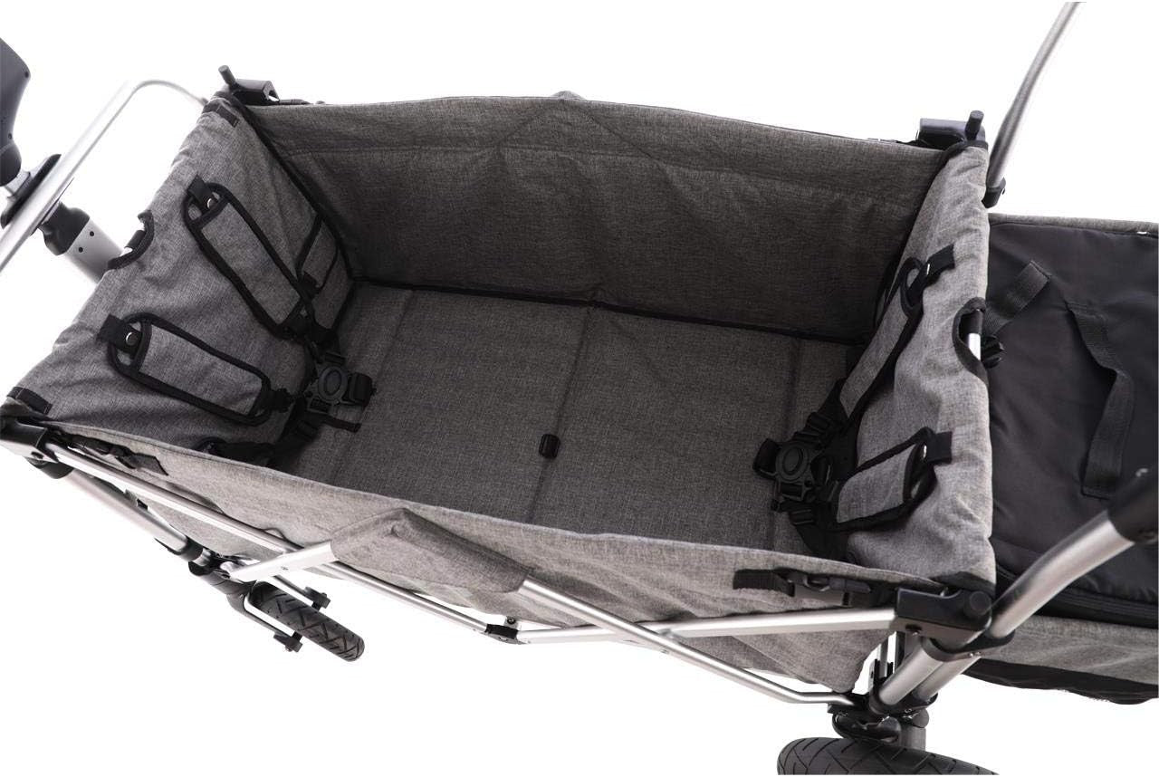 Premium Grey 2-Seater Folding Stroller Wagon Kids Push Pull All-Terrain Cart