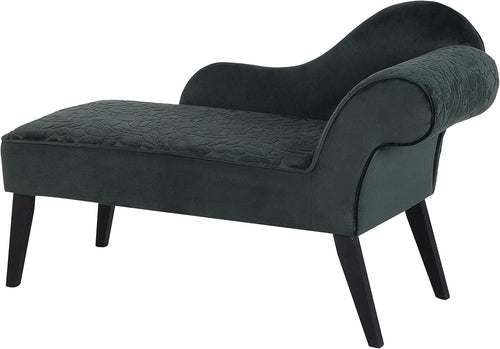 Vintage Green Floral Chaise Lounge Sofa Curved Back Velvet Seat Glam Look