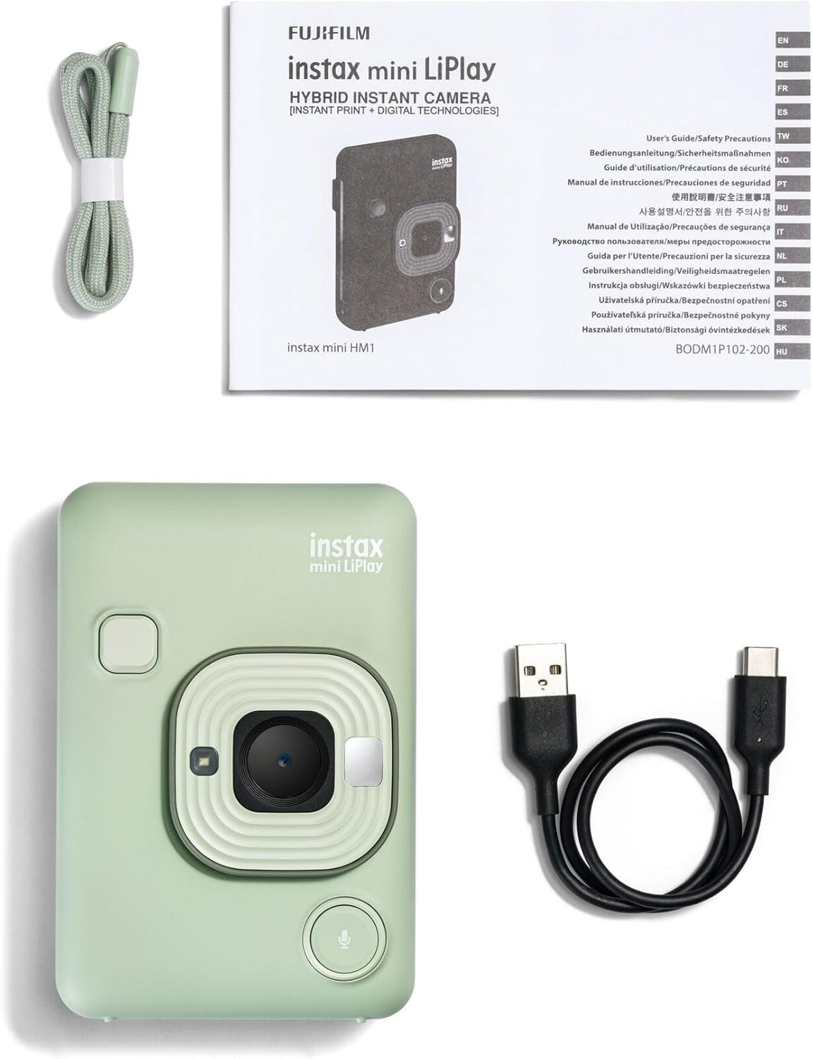 Hybrid Instant Camera LCD Screen USB-C Photo Printer Green Camera
