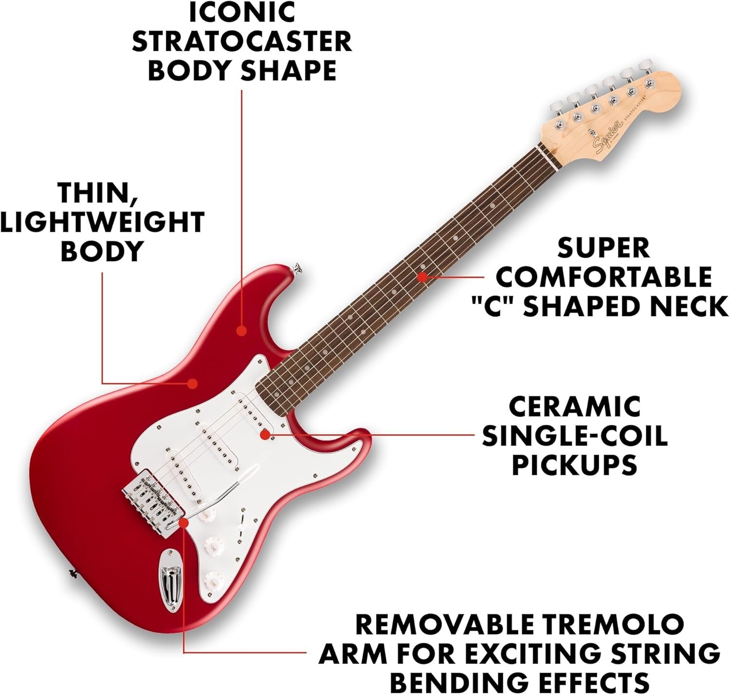 Stratocaster Electric Guitar Dakota Red Laurel Fingerboard SSS