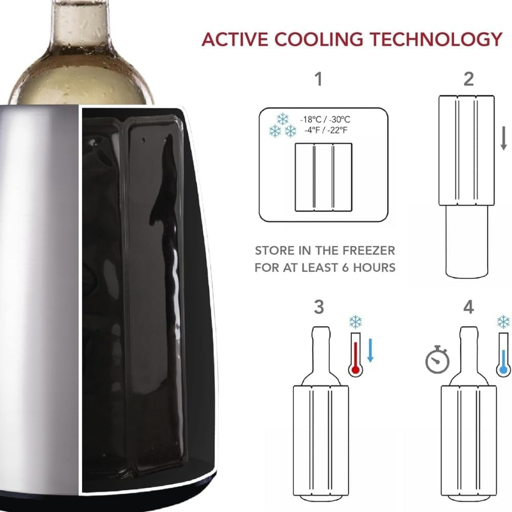 Wine Bottle Cooler Stainless Steel Tabletop Chiller Keeps Wine Cold Hours