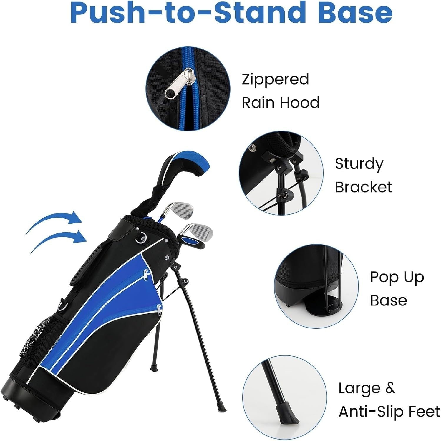 Kids Golf Club Set Ages 8–10 Right Hand Fairway Irons Putter Stand Bag