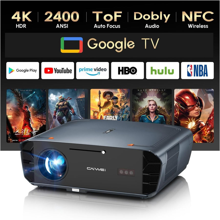 2400ANSI 4K Smart Projector Google TV WiFi6 Dolby NFC