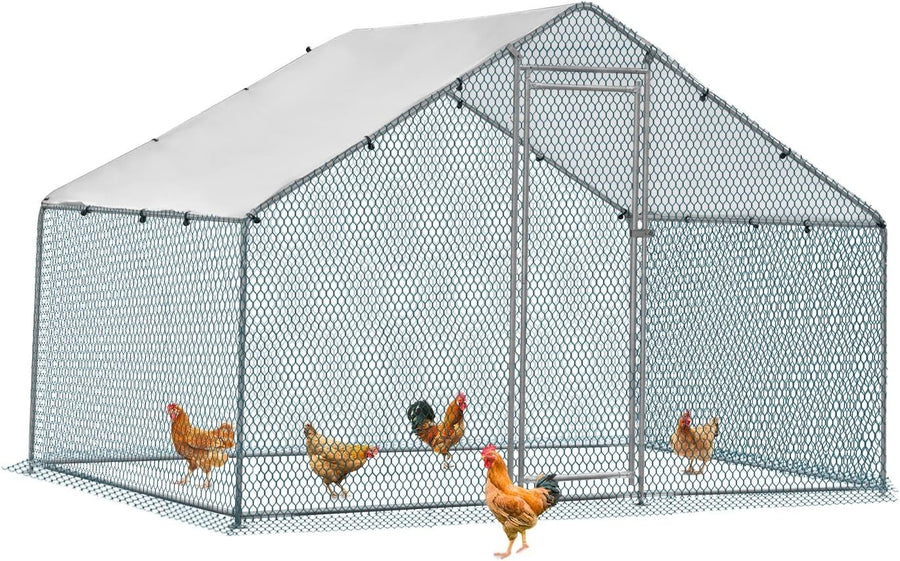 6.5x10FT Walk In Chicken Coop Run Galvanized Steel Pen