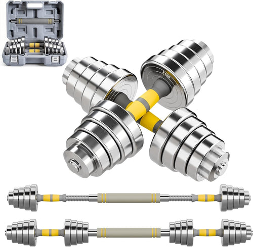30kg Adjustable Steel Dumbbells Barbell Set Compact Case Home Gym Weights
