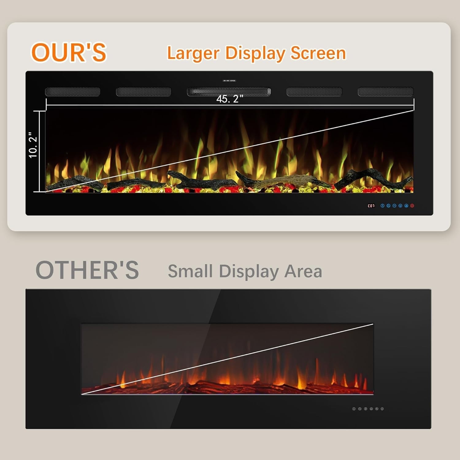 127cm WiFi Electric Fireplace Insert Recessed Wall Mount, Adjustable Flame