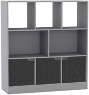 Modern 8 Cube Bookcase with Doors Geo Design Storage Unit for Living Room