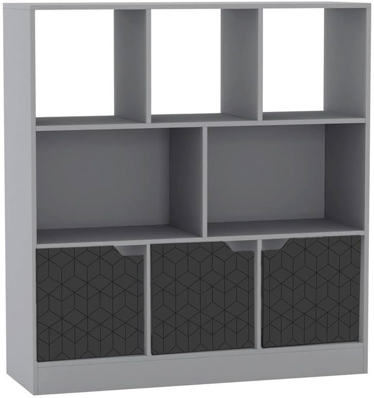 Modern 8 Cube Bookcase with Doors Geo Design Storage Unit for Living Room