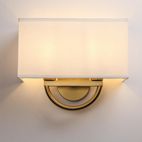 Vintage Double Wall Light Fabric Shade Antique Sconce for Bedroom & Hall
