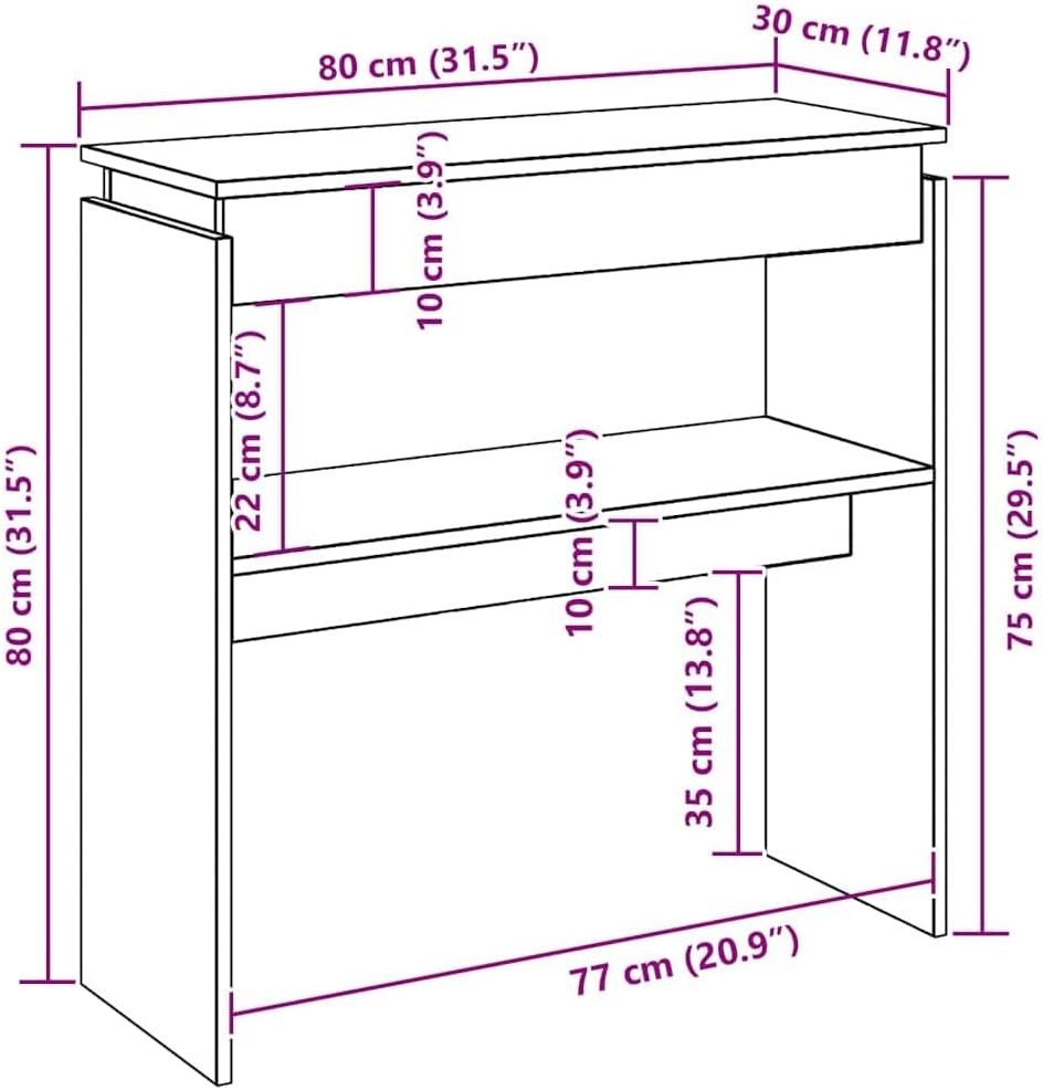 Slimline Black Console Table | Compact Storage | Modern Office & Hallway